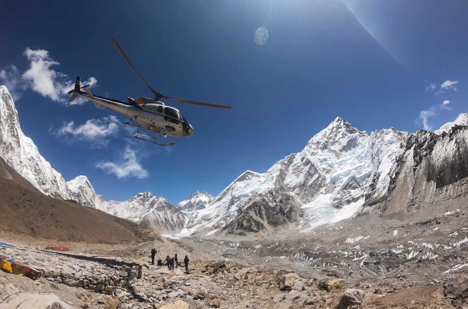 Helicopter in Gorakhshep - Trekking Team Group - Luxury Everest Base Camp Trek Nepal